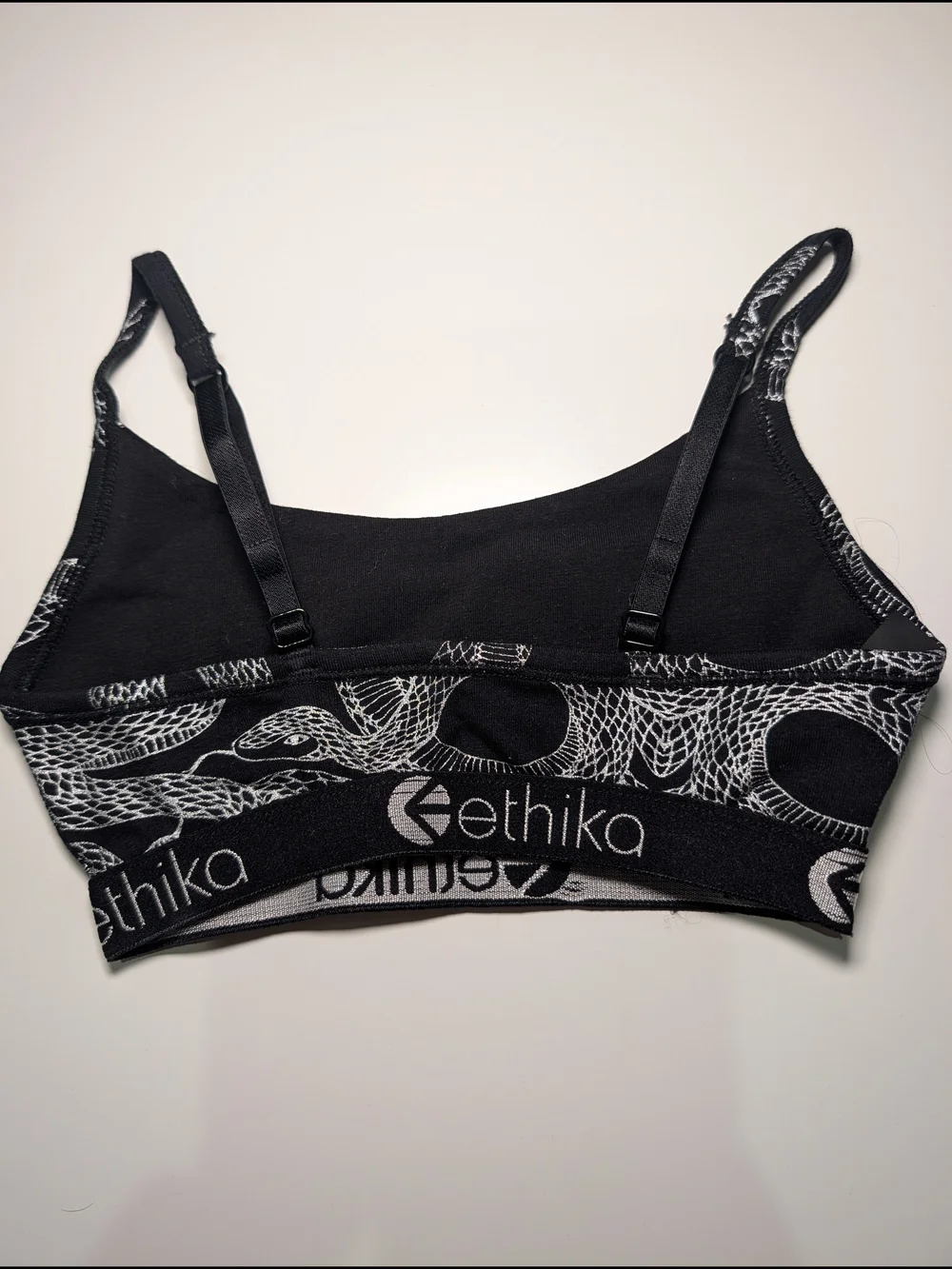 Ethika Black & White Snake Print Girls Sports Bra
